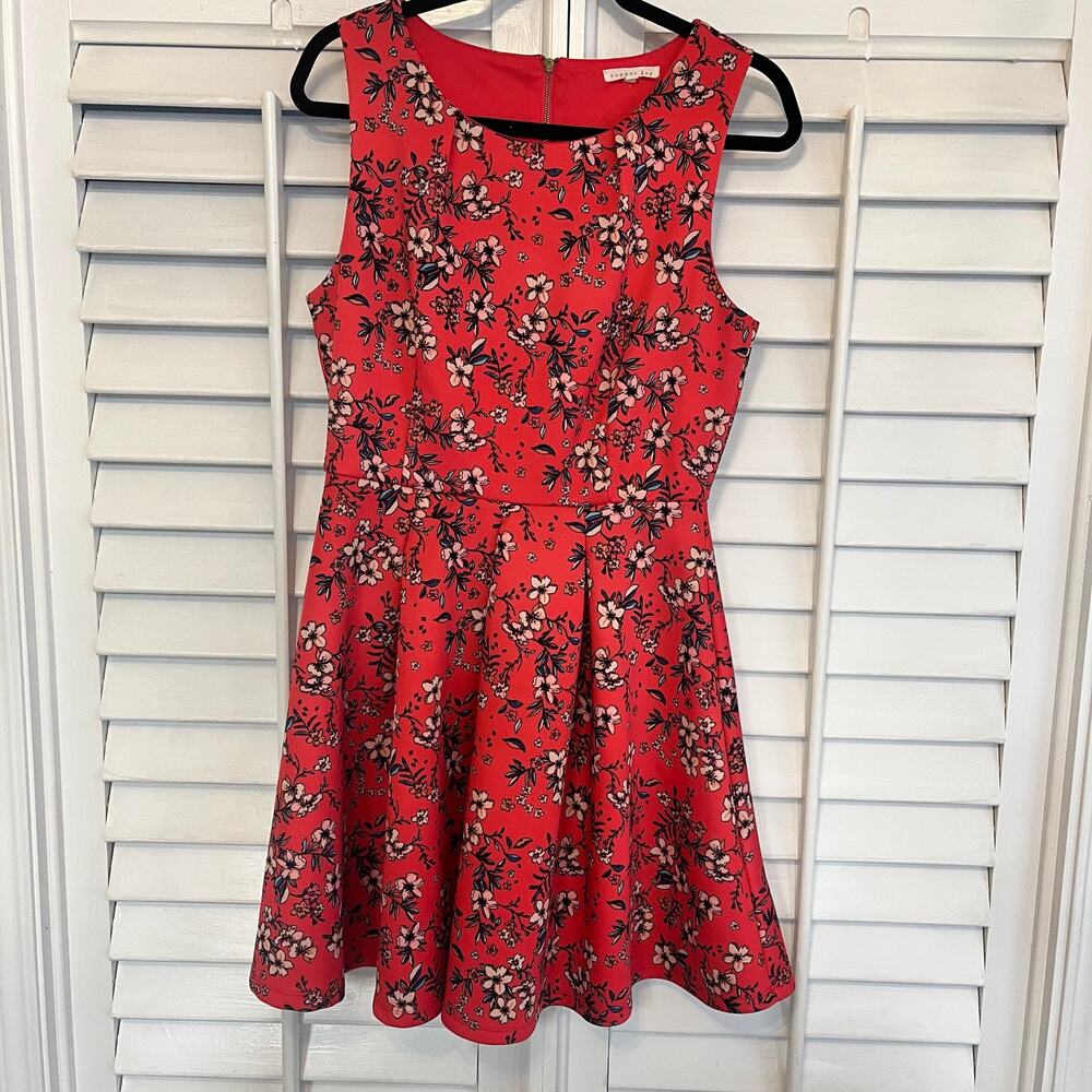 Copper Key Pink‎ Floral Scubq Knit Fit And Flare Dress Size Large